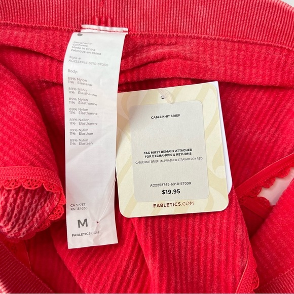 Fabletics Cable Knit Bralette and Brief Set Color Washed Strawberry Red Size Med - Picture 11 of 13